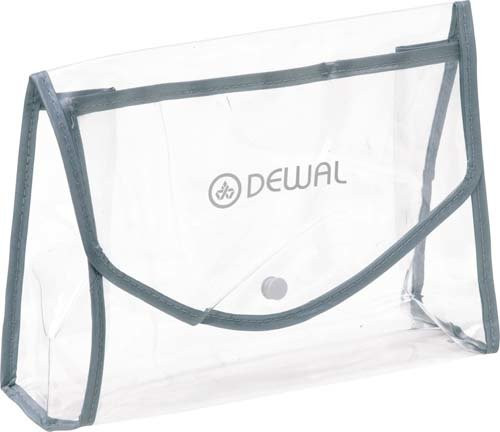Косметичка DEWAL, полимерный материал, прозрачно-серая  на кнопке  22х8х16 см